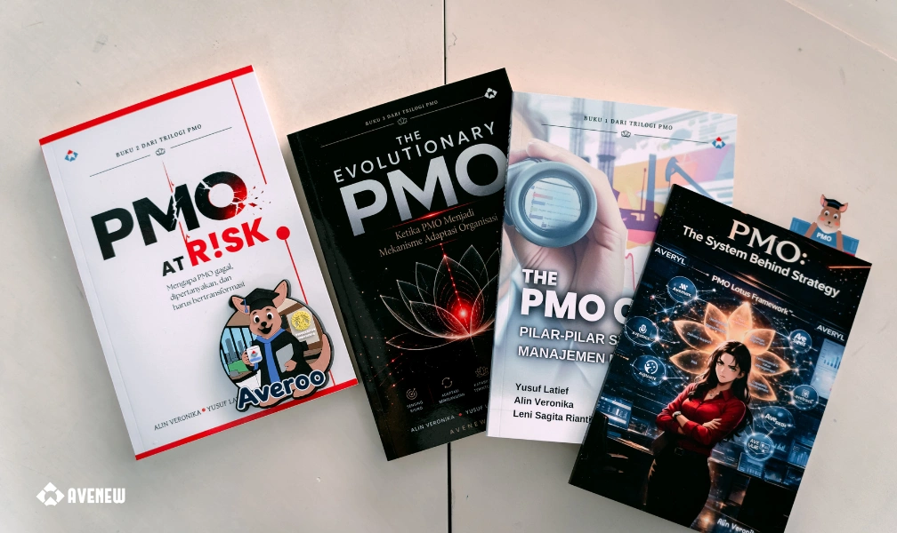 Rangkaian buku (PMO Trilogy) yang diterbitkan Dr. Alin Veronika sebagai hasil penelitiannya di bidang Project Management Office (PMO).